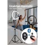 BSTBRANDSHOPPİNGTR Kumandalı Youtuber Tiktok Çekim Işıklı Telefon Tutucu Makyaj Işığı Ring Light 10 Inç + 2.1 M Tripod