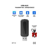 Bt-13 Bluetooth Usb/aux 3.5mm Kablosuz Stereo Ses Müzik Alıcısı Oto Bluetooth Araç Kiti Adaptör