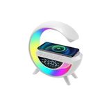 BT-3401 Kablosuz Şarj Standı Rgb Ledli Dijital Saatli Alarmlı Radyolu Bluetooth Hoparlör