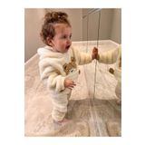 BT Baby Kışlık Ayıcık Desenli Welsoft Lüx Bebek Takımı Peluş Cepli Kapüşonlu