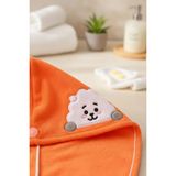 BT21 Lisanslı Düğmeli Ultra Emici Mikrofiber Saç Kurutma Havlusu RJ 13 cm