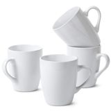 BTaT- Beyaz Kahve Kupaları, 4'lü Set, 12 oz, İnce Kemik Çin Porselen, Kahve Kupası Seti, Noel Hediyeleri