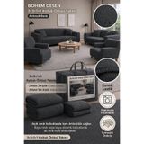 BTF HOME Bohem Desen antrasit Lastikli Koltuk Örtüsü 3+3+1+1 Takımı | Esnek Lastikli Koltuk Örtüsü