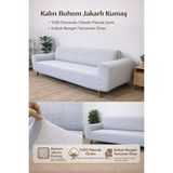 Btf Home Buklet Bohem Lastikli 3 Kişilik Koltuk Örtüsü Kaymaz Esnek ve Yıkanabilir Koltuk Kılıfı Gri Renk - 180 x 230 cm