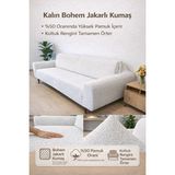 Btf Home Buklet Bohem Lastikli 3 Kişilik Koltuk Örtüsü Kaymaz Esnek ve Yıkanabilir Koltuk Kılıfı Krem Renk - 180 x 230 cm