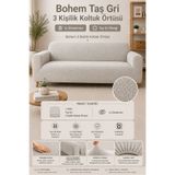 BTF HOME buklet bohem Lastikli 3 Kişilik Koltuk Örtüsü Kaymaz Esnek ve Yıkanabilir Koltuk Kılıfı
