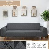 Btf Home Jakarlı 3 Kişilik Lastikli Koltuk Kılıfı Çekyat Koltuk Örtüsü Streç Esnek Kanepe Kılıfı - 180 x 230 cm - Antrasit