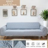 Btf Home Jakarlı 3 Kişilik Lastikli Koltuk Kılıfı Çekyat Koltuk Örtüsü Streç Esnek Kanepe Kılıfı - 180 x 230 cm - Gri