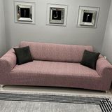 Btf Home Jakarlı 3 Kişilik Lastikli Koltuk Kılıfı Çekyat Koltuk Örtüsü Streç Esnek Kanepe Kılıfı - 180 x 230 cm - Pembe