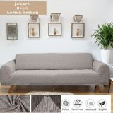 Btf Home Jakarlı 3 Kişilik Lastikli Koltuk Kılıfı Çekyat Koltuk Örtüsü Streç Esnek Kanepe Kılıfı - 180 x 230 cm - Vizon - Cappuccino