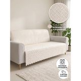 Btf Home Kaymaz Süngerli Koltuk Örtüsü 160X205 Tuğla Desenli 4 Mevsim Kullanışlı Makinede Yıkanabilir - 160 x 205 cm - Krem