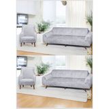 Btf Home Parlak Kadife 3 3 1 1 Koltuk Örtüsü Takımı| Kanepe Kılıfı| Çekyat Örtüsü| Koltuk Kılıfı - Açık Gri - 180 x 240 cm