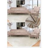 Btf Home Parlak Kadife 3 3 1 1 Koltuk Örtüsü Takımı| Kanepe Kılıfı| Çekyat Örtüsü| Koltuk Kılıfı - Sütlü Kahve - 180 x 240 cm
