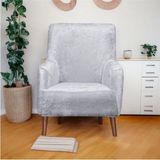Btf Home Parlak Kadife Tek Kişilik Lastikli Koltuk Örtüsü| Kanepe Kılıfı| Çekyat Örtüsü| Koltuk Kılıfı - Açık Gri - 80 x 120 cm