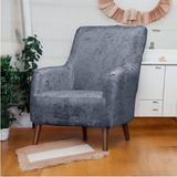 Btf Home Parlak Kadife Tek Kişilik Lastikli Koltuk Örtüsü| Kanepe Kılıfı| Çekyat Örtüsü| Koltuk Kılıfı - Koyu Gri - 80 x 120 cm