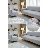 Btf Home Streç Lastikli Jakarlı 3 3 1 1 Koltuk Örtüsü Takımı| Kanepe Kılıfı| Çekyat Örtüsü| Koltuk Kılıfı - 230 x 180 cm