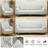 Btf Home Streç Lastikli Jakarlı 3 3 1 1 Koltuk Örtüsü Takımı| Kanepe Kılıfı| Çekyat Örtüsü| Koltuk Kılıfı - Krem - 230 x 180 cm