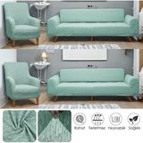 Btf Home Streç Lastikli Jakarlı 3 3 1 1 Koltuk Örtüsü Takımı| Kanepe Kılıfı| Çekyat Örtüsü| Koltuk Kılıfı - Mint - 230 x 180 cm