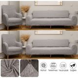 Btf Home Streç Lastikli Jakarlı 3 3 1 1 Koltuk Örtüsü Takımı| Kanepe Kılıfı| Çekyat Örtüsü| Koltuk Kılıfı - Vizon - 230 x 180 cm