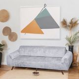 Btf Home Streç Lastikli Kadife 3 Kişilik Koltuk Örtüsü | Kanepe Kılıfı| Çekyat Örtüsü| Koltuk Kılıfı - Açık Gri - 180 x 230 cm
