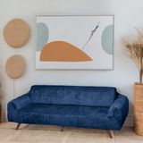 Btf Home Streç Lastikli Kadife 3 Kişilik Koltuk Örtüsü | Kanepe Kılıfı| Çekyat Örtüsü| Koltuk Kılıfı - Petrol Mavi - 180 x 230 cm