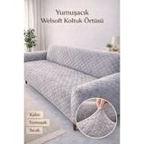 Btf Home Yumuşacık Welsoft Lastikli 3 Kişilik Koltuk Örtüsü Kaymaz Esnek ve Yıkanabilir Koltuk Kılıfı - 180 x 230 cm - 02 - Gri