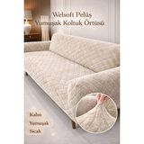 Btf Home Yumuşacık Welsoft Lastikli 3 Kişilik Koltuk Örtüsü Kaymaz Esnek ve Yıkanabilir Koltuk Kılıfı - 180 x 230 cm - Vizon