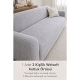 BTF HOME Yumuşacık Welsoft Lastikli 3 Kişilik Koltuk Örtüsü Kaymaz, Esnek Yıkanabilir Koltuk Kılıfı
