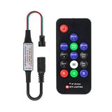 BTF-LIGHTING 14 Anahtar WS2811 ve WS2812B DC5V/12V Kablosuz RF LED RGB Kontrolör 300 Farklı Türde Dijital Renk LED Işık Modülü Şerit Siyah