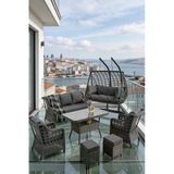 Btk Concept Datça 7 Kişilik Rattan Bahçe Mobilyası ve 2 Kişilik Rattan Salıncak Seti - Antrasit