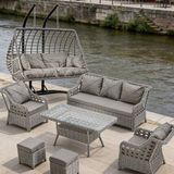 Btk Concept Datça 7 Kişilik Rattan Bahçe Mobilyası Ve 2 Kişilik Rattan Salıncak Seti - Gri