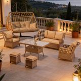 Btk Concept Datça 7 Kişilik Rattan Bahçe Mobilyası Ve 2 Kişilik Rattan Salıncak Seti - Kahverengi