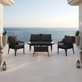 Btk Concept Milano Rattan Bahçe Balkon Takımı 2+1+1 Camlı Masa Antrasit