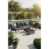 Btk Concept Milano Rattan Puflu Bahçe Balkon Takımı 3+1+1+Camlı Masa Antrasit