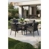 Btk Concept Pars 4 Kişilik Rattan Bahçe Balkon Mutfak Masa Takımı Antrasit