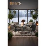 Btk Concept Pars 4 Kişilik Rattan Bahçe Balkon Mutfak Masa Takımı Gri