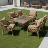 Btk Concept Pars 6 Kişilik Rattan Bahçe Balkon Mutfak Masa Takımı Kahve - 7