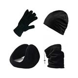 BTL Store Betülce Unisex Polar Boyunluk-Bere-Kulaklık ve Yün Eldiven 4'lü Set Siyah Ergonomik Tasarım