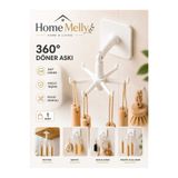 btm home 360° Dönen Çok Amaçlı Yapışkanlı Beyaz Banyo & Mutfak Askısı – Organizer, Bardak Ve Takı Askılığı