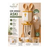 btm home 360° Dönen Yapışkanlı 6 Kancalı Mutfak Askılığı Duvar Organizeri Kepçe Kaşık Kupa Askısı