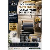 btm home 5 Katlı Pantolon Askısı Paslanmaz Metal Dolap İçi Düzenleyici Kaymaz Askılık