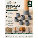 Btm Home 8 Adet Gri Silikon Sandalye Ayak Koruyucu Kaydırmaz Zemin Çizilmez Masa Mobilya Ayağı Koruma