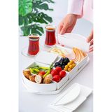 Btmhome 6 Parça Oval Tepsili Porselen Kapaklı Kahvaltı Takımı Seti