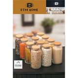 Btmhome Ahşap Kapaklı Vakumlu Cam Kavanoz Büyük Boy 1400 Ml Kavanoz Takımı3 Adet