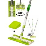 Btmhome Mikrofiber Mandallı Mop, Teleskopik Saplı Set +1 Yedek Bezli Yeşil Renk