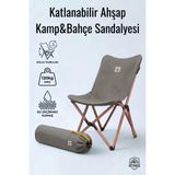 BTNES Ahşap Kamp Sandalyesi Taşınabilir Katlanabilir Bahçe ve Piknik Sandalyesi - Gri