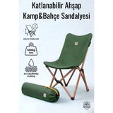 BTNES Ahşap Kamp Sandalyesi Taşınabilir Katlanabilir Bahçe ve Piknik Sandalyesi - Haki