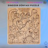 BTNES Puzzle Dinozor Dünyası Eğitici Montessori Oyuncak Yapboz %100 Doğal Ahşap Puzzle