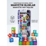Btrcmpny-Manyetik Yapı Blokları Mıknatıslı Alfabe Sayılar Toplama Çıkarma Bölme Çarpma 40 Parça Renkli Küp