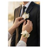 BTRENDY Küçük Orkide Gelin Bilekliği Ve damat Yaka Çiçeği Aksesuar Seti